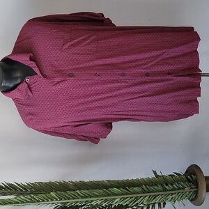 Toscano maroon with white print button down shirt